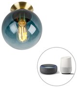 Plafoniera inteligenta din alama cu sticla albastru ocean inclusiv Wifi ST64 - Pallon