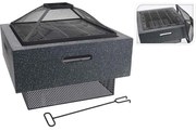 Semineu exterior/terasa/gradina, 52.5x52.5 cm, negru, metal
