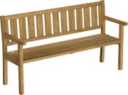 Outsunny Bancă de grădină 3 locuri rezistentă la intemperii, bancă din lemn cu spătar și cotiere, șezut din lemn, capacitate 360 kg Teak | Aosom Romania