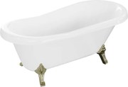 Mexen Retro cadă de baie freestanding 150 x 73 cm, albă, picioare aurii - 53251507300-50