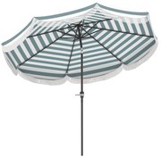 Outsunny Umbrelă de grădină 2,7 m, umbrelă de exterior inclinabilă UPF 30+ cu manivelă, 8 baleiene, albastru clar și alb | Aosom Romania