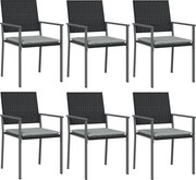 vidaXL Scaune de grădină cu perne 6 buc. negru 54x62,5x89 cm poliratan