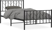 vidaXL Cadru pat metalic cu tăblii de cap/picioare, negru, 100x190 cm