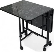 Masa Bucatarie pliabila cu roti Homs negru marmorat 120 x 80 x 74 cm