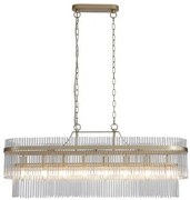 Candelabru oval modern metal auriu, tije din sticla Lara