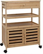 vidaXL Cărucior de bucătărie cu roți natural 59,5 x 36 x 82 cm Bambus