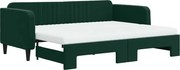 vidaXL Pat de zi cu extensie și saltele verde închis 90x200 cm catifea