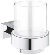 Suport periute de dinti Grohe Essentials Cube crom lucios - sticla transparenta