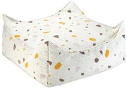Fotoliu puf pentru copii alb cu tapițerie din țesătură bouclé/cu tapițerie din chenille Terrazzo Square – Wigiwama