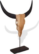 vidaXL Sculptură craniu de taur, 66x15x88 cm, tec