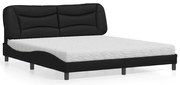 vidaXL Pat cu saltea, negru, 180x200 cm, piele ecologică