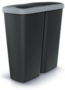 Coș de gunoi DUO negru, 50 l, gri/negru