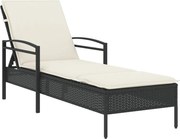 vidaXL Șezlong cu pernă, negru, 63x200x81 cm, poliratan
