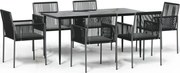 vidaXL Set mobilier grădină cu perne, 7 piese, negru, poliratan & oțel