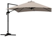 Outsunny Umbrelă de Soare cu 8 Lamele cu Pedală și Manivelă, Umbrelă de Soare din Aluminiu și Poliester, 295x295x266 cm, Kaki | Aosom Romania