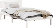 vidaXL Cadru de pat cu headboard Alb 100 x 200 cm Lemn de pin masiv