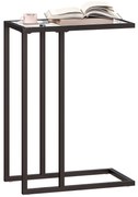 HOMCOM Măsuță de Cafea în Formă de C din Sticlă și Oțel, 46x25x63.5 cm, Negru | Aosom Romania