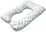 Perna multifunctionala gravide Kidizi Inga XXL Mint Feathers, husa bumbac detasabila