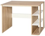 HOMCOM Birou 2 în 1 cu raft 3 nivele, spațiu generos de lucru, lemn de mesteacăn, 100x55x74 cm, pentru birou/dormitor | Aosom Romania