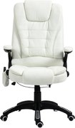 RESIGILAT- Scaun directorial cu Masaj si Incalzire, 8 puncte de masaj, Material Textil, Alb