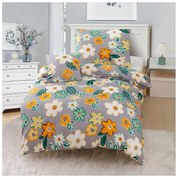 Lenjerie de pat din microsatin portocaliu-gri pentru pat de o persoană cu 3 piese 140x200 cm Grace – My House