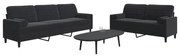 vidaXL Set de canapele cu perne/rulouri, 2 piese, negru, catifea