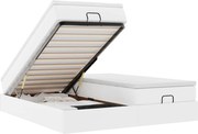 vidaXL Cadru de pat otoman cu saltele alb 180x200cm piele artificială