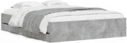 vidaXL Cadru de pat cu sertare, gri beton, 150x200 cm, lemn prelucrat