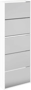 vidaXL Pantofar cu oglindă 5 niveluri, alb extralucios, 63x17x169,5 cm