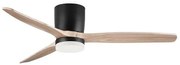 Lustra LED cu Ventilator si telecomanda ALOA negru/natural wood