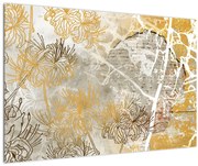 Tablou - Vintage perete cu flori (90x60 cm)