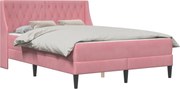 vidaXL Cadru de pat cu saltea cu saltea Roz 140 x 190 cm Catifea