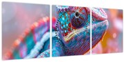 Tablou - Cameleon colorat (cu ceas) (90x30 cm)