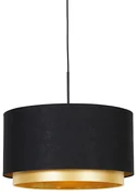 Lampă modernă suspendată neagră cu auriu 47 cm cu două abajururi - Combi