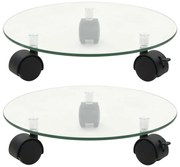 vidaXL Suport cu role pentru plante, 2 buc., 28 cm, sticlă, rotund