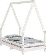 vidaXL Cadru de pat pentru copii, alb, 70x140 cm, lemn masiv de pin