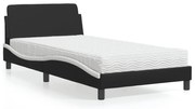 vidaXL Pat cu saltea, negru și alb, 100x200 cm, piele ecologică