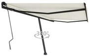 vidaXL Copertină autonomă retractabilă manual, crem, 400x350 cm