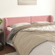 vidaXL Tăblie de pat cu aripioare roz 183x23x78/88 cm catifea