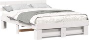 vidaXL Cadru de pat cu headboard Alb 140 x 200 cm Lemn de pin masiv