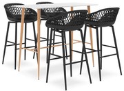 vidaXL Set mobilier de bar, 5 piese, alb și negru