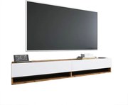Comoda TV suspendata Handora, culoare alb-stejar, 180 x 31.5 x 29.5 cm