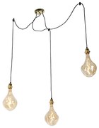 Lampă suspendată aurie cu 3 lumini inclusiv LED auriu reglabil - Cava Luxe