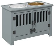 PawHut Stație de hrănire ridicată pentru câini mari, 2 cupe din oțel inoxidabil, Spațiu de depozitare, 35,5 x 60 x 30 cm, Gri | Aosom Romania