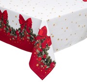 Fata de masa de Craciun cu motiv ghirlanda si fundite