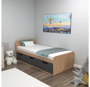 Pat de o persoană 90 cm Pelavi 1 (pin atlantic + antracit) (cu somieră). 1094838