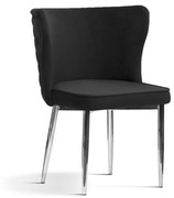 Scaun tapitat Modena negru picioare silver - H86 cm