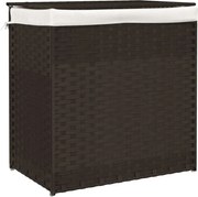 vidaXL Coș de rufe cu 2 secțiuni, maro închis, 53x35x57 cm, poliratan