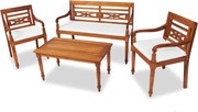 vidaXL Set mobilier de grădină cu perne, 4 piese, lemn masiv de tec