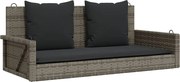 vidaXL Bancă de balansoar cu perne, gri, 119x56x48 cm, poliratan